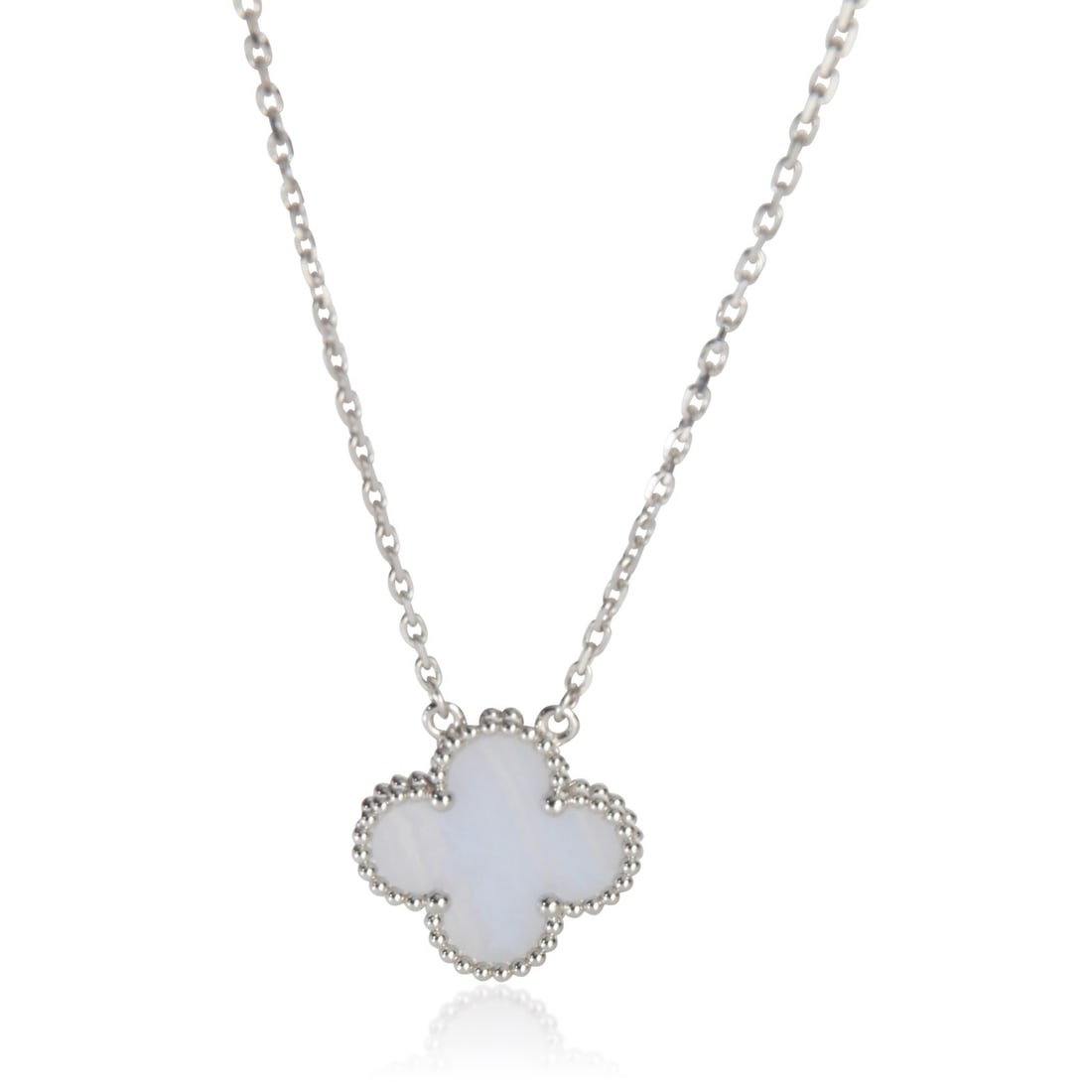 Van Cleef Arpels Vintage Alhambra chalcedony white gold pendant (1 of 4)