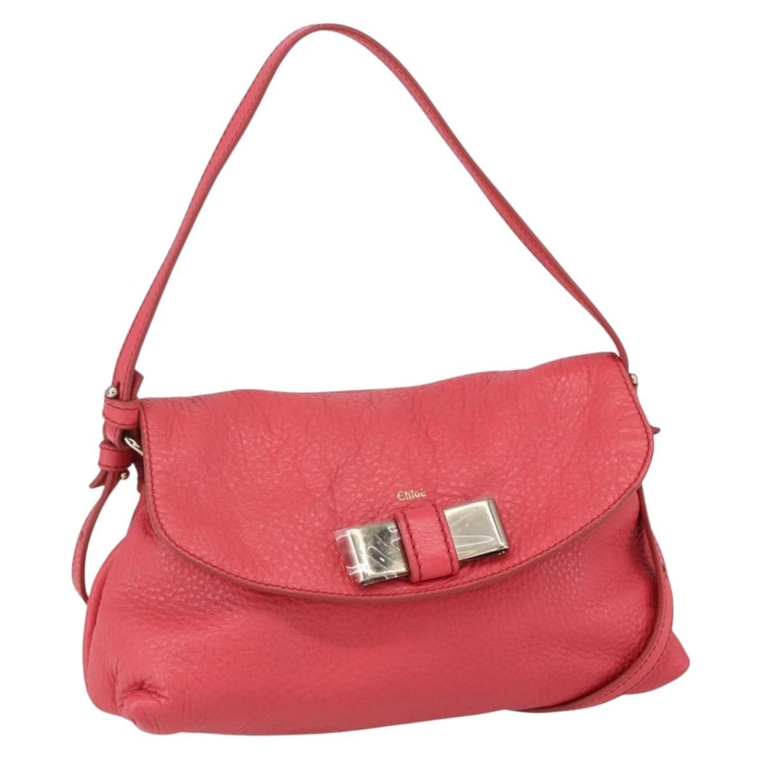 Chloe Lily Pink Leather Hand Bag Silver Accents Authentic BA7367V (1 of 18)