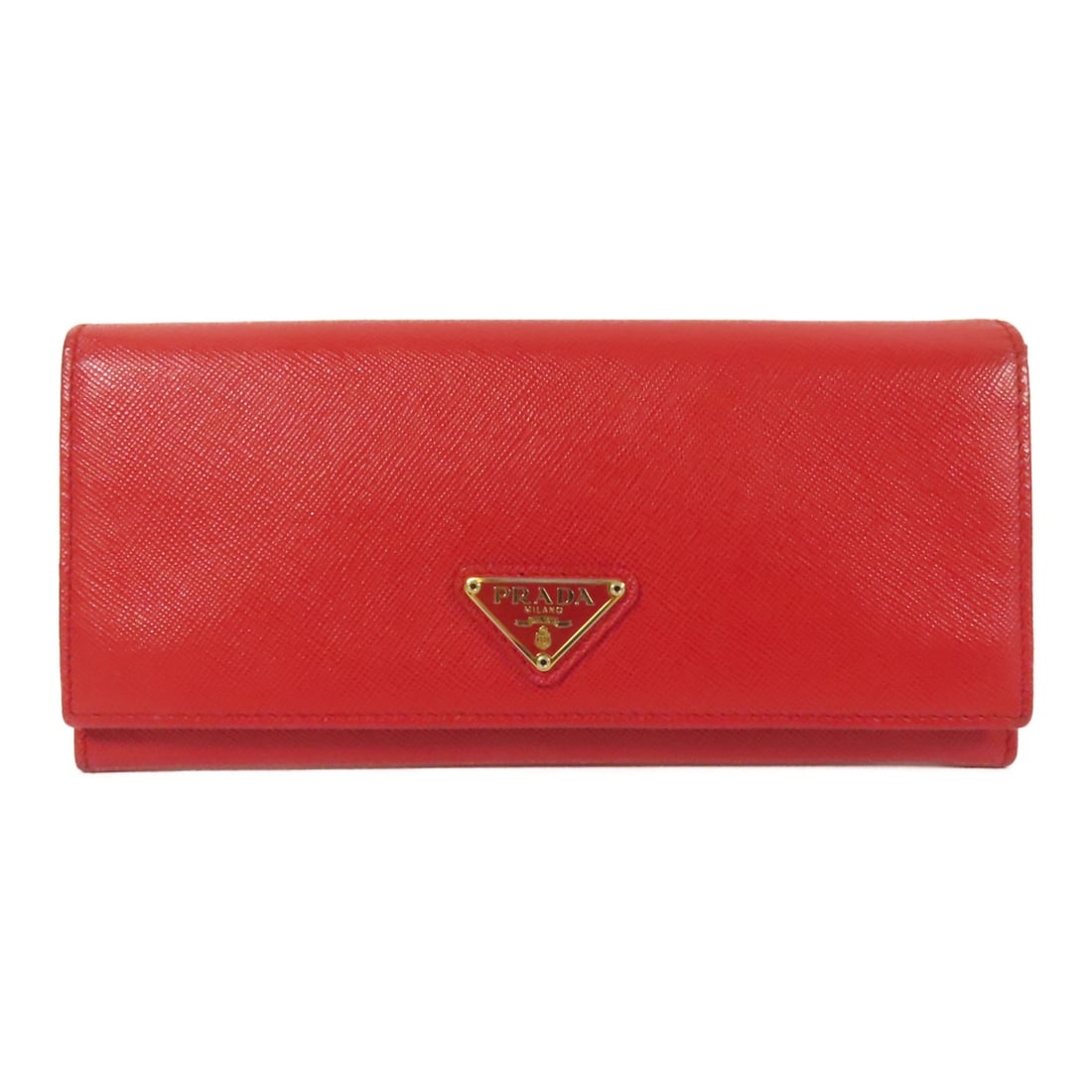 Prada Saffiano Leather Red Bifold Wallet GHW: Prada Saffiano Leather Red Bifold Wallet GHW This Prada long wallet features a classic bifold design crafted from durable Saffiano leather in a vibrant red color. Designed for women, it offers both st