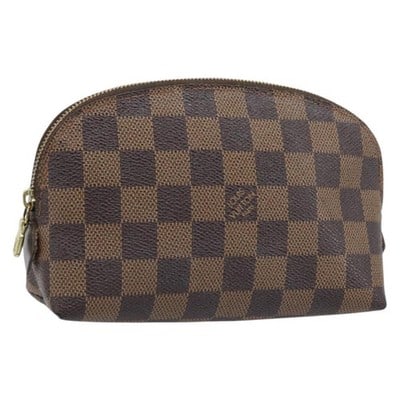 Louis Vuitton Damier Ebene Cosmetic Pouch N47516 Spain: Louis Vuitton Damier Ebene Cosmetic Pouch N47516 Spain This Louis Vuitton Damier Ebene Pochette Cosmetic PM Pouch features the iconic Damier Ebene canvas in a compact, practical design. The pouch is m