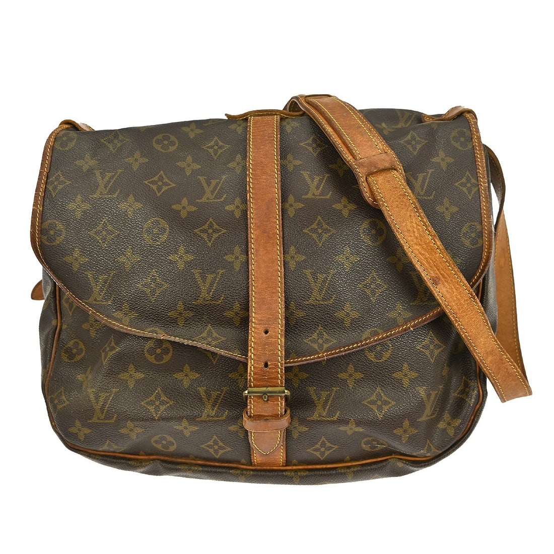 Louis Vuitton Saumur 35 Monogram Crossbody Shoulder Bag M42254: Louis Vuitton Saumur 35 Monogram Crossbody Shoulder Bag M42254 This is a vintage Louis Vuitton Saumur 35 shoulder bag crafted from brown monogram canvas leather. Designed for unisex adults, it feature