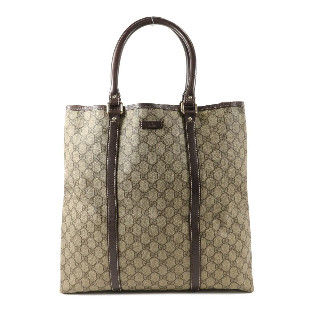 Gucci brown PVC coated canvas tote bag GHW: Gucci brown PVC coated canvas tote bag GHW This Gucci tote bag features a brown PVC coated canvas exterior, offering both durability and a classic look. Designed for women, it provides ample space for