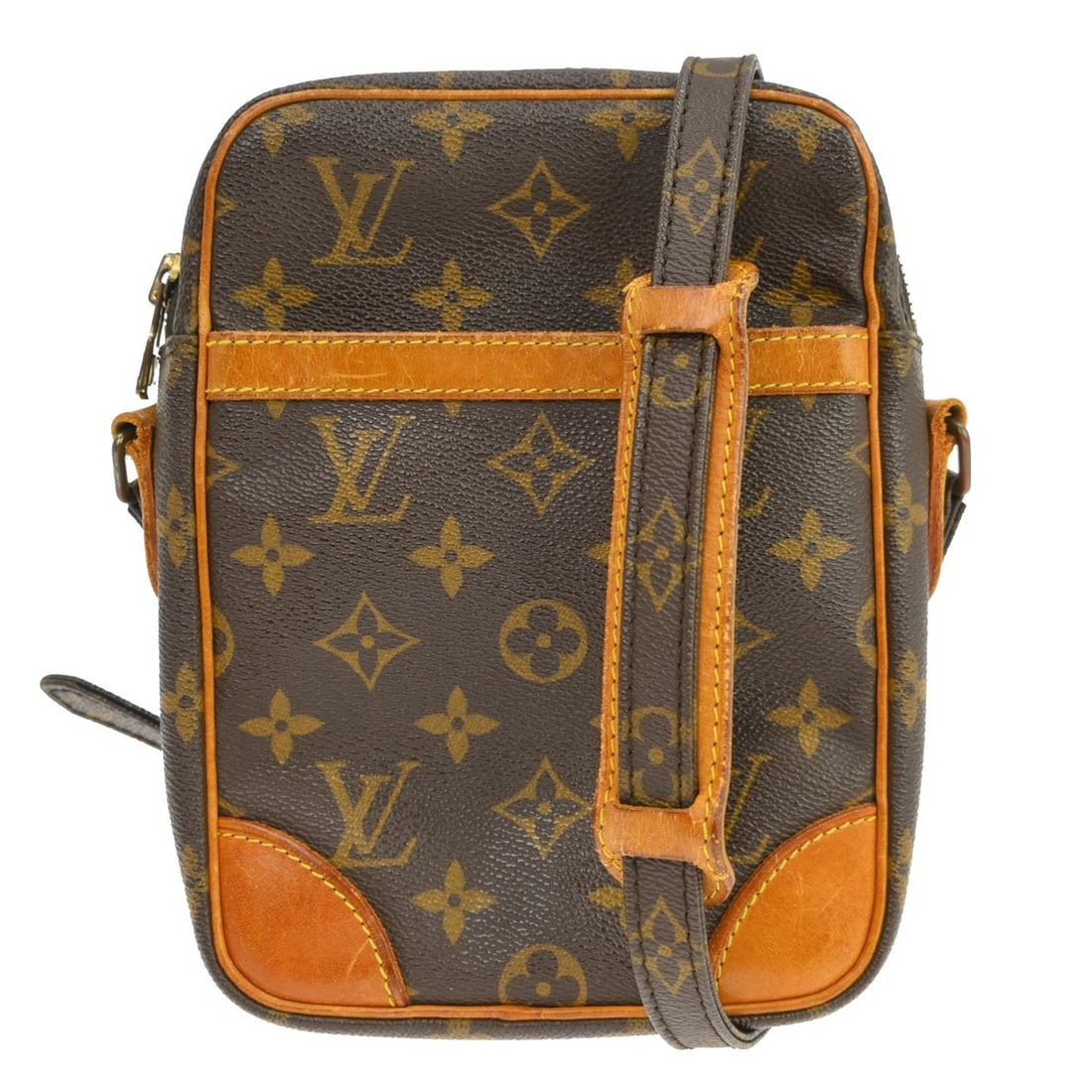 Louis Vuitton Danube Monogram Crossbody Bag M45266: Louis Vuitton Danube Monogram Crossbody Bag M45266 This Louis Vuitton Danube crossbody shoulder bag features the iconic Monogram canvas leather exterior with brown leather trim and an adjustable cross