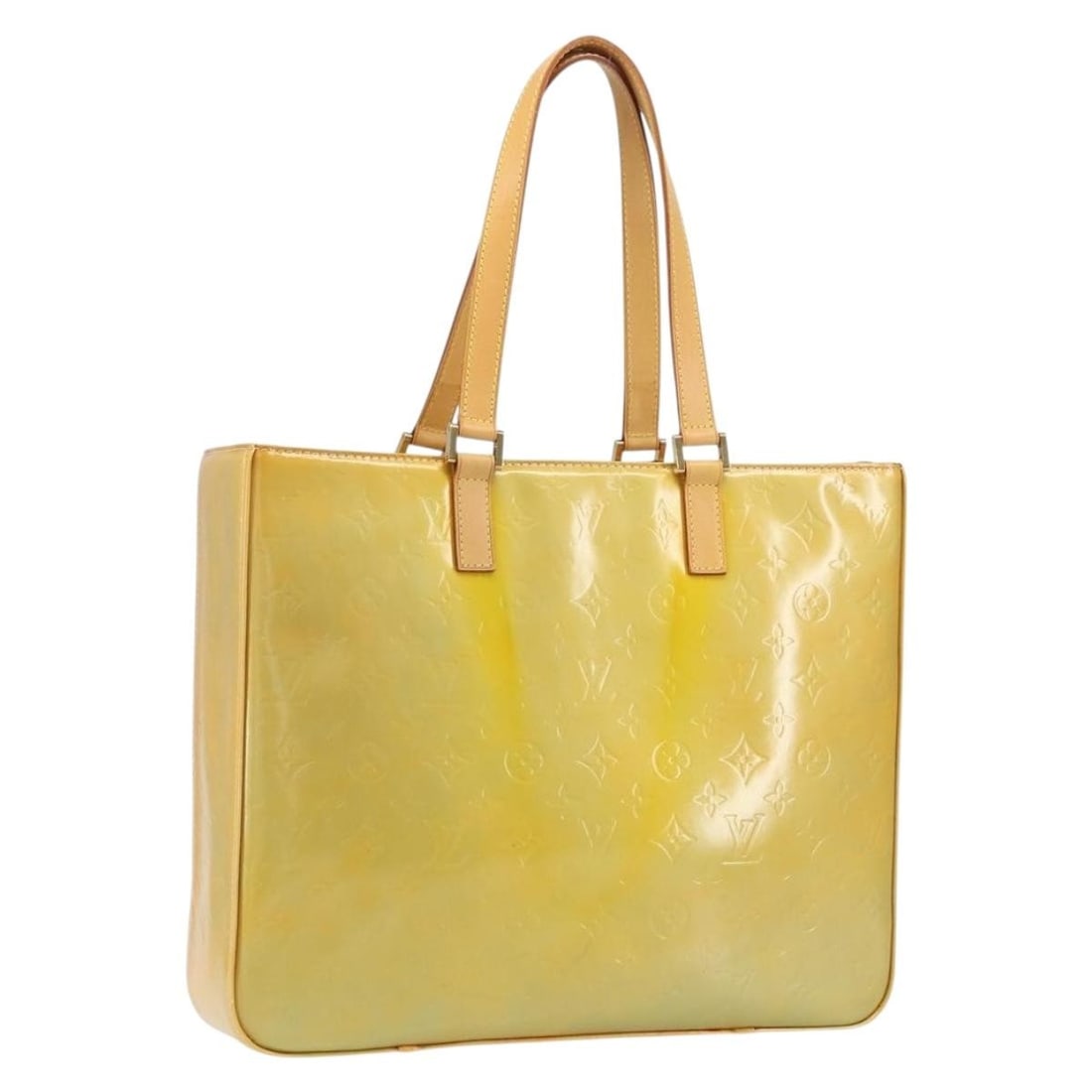LOUIS VUITTON Monogram Vernis Columbus Tote Bag Gris M91028 Auth (1 of 18)