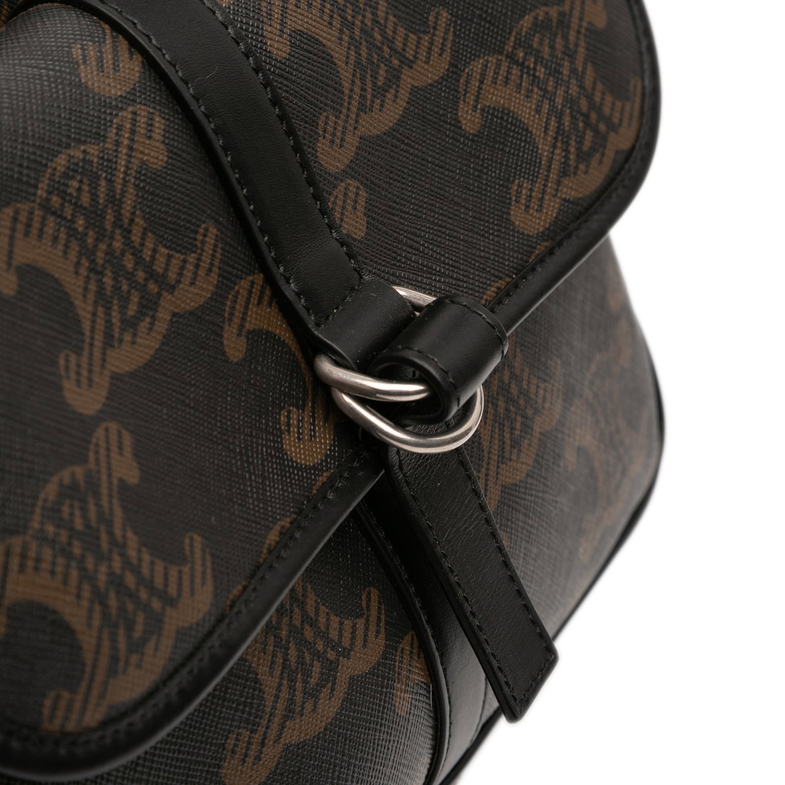 Celine Triomphe Medium Brown Coated Canvas Backpack with Drawstring Closure - 9