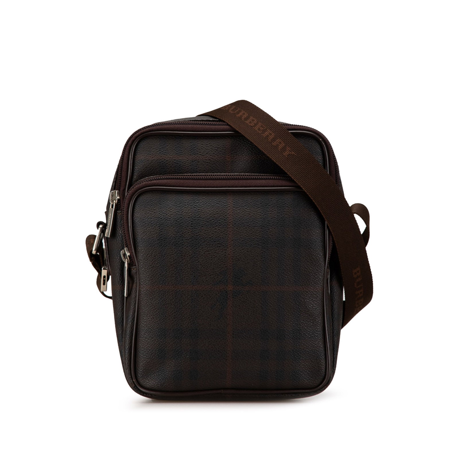 Burberry Smoke Check Crossbody Bag Coated Canvas Leather Trim (1 of 7)