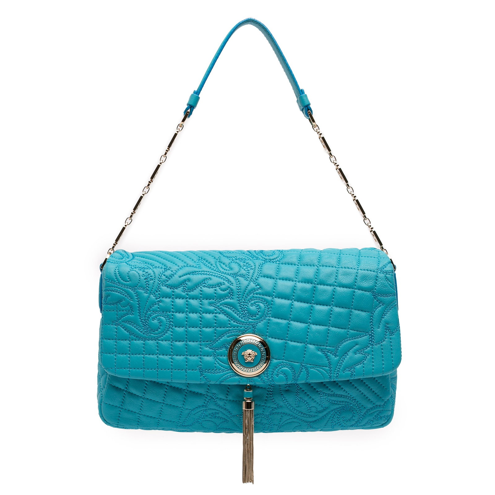 Versace Barocco Medea Vanitas blue quilted leather shoulder bag (1 of 10)