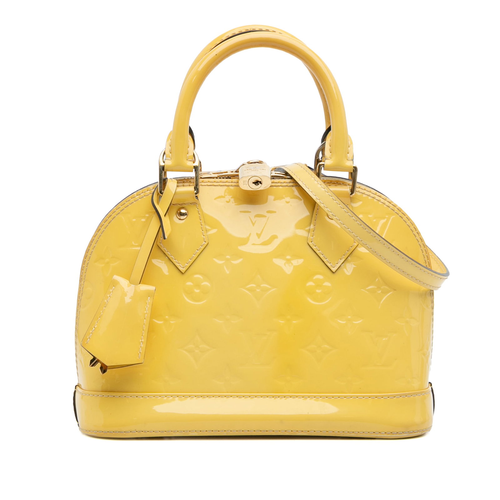 Louis Vuitton Monogram Vernis Alma BB Yellow Leather Handbag (1 of 12)