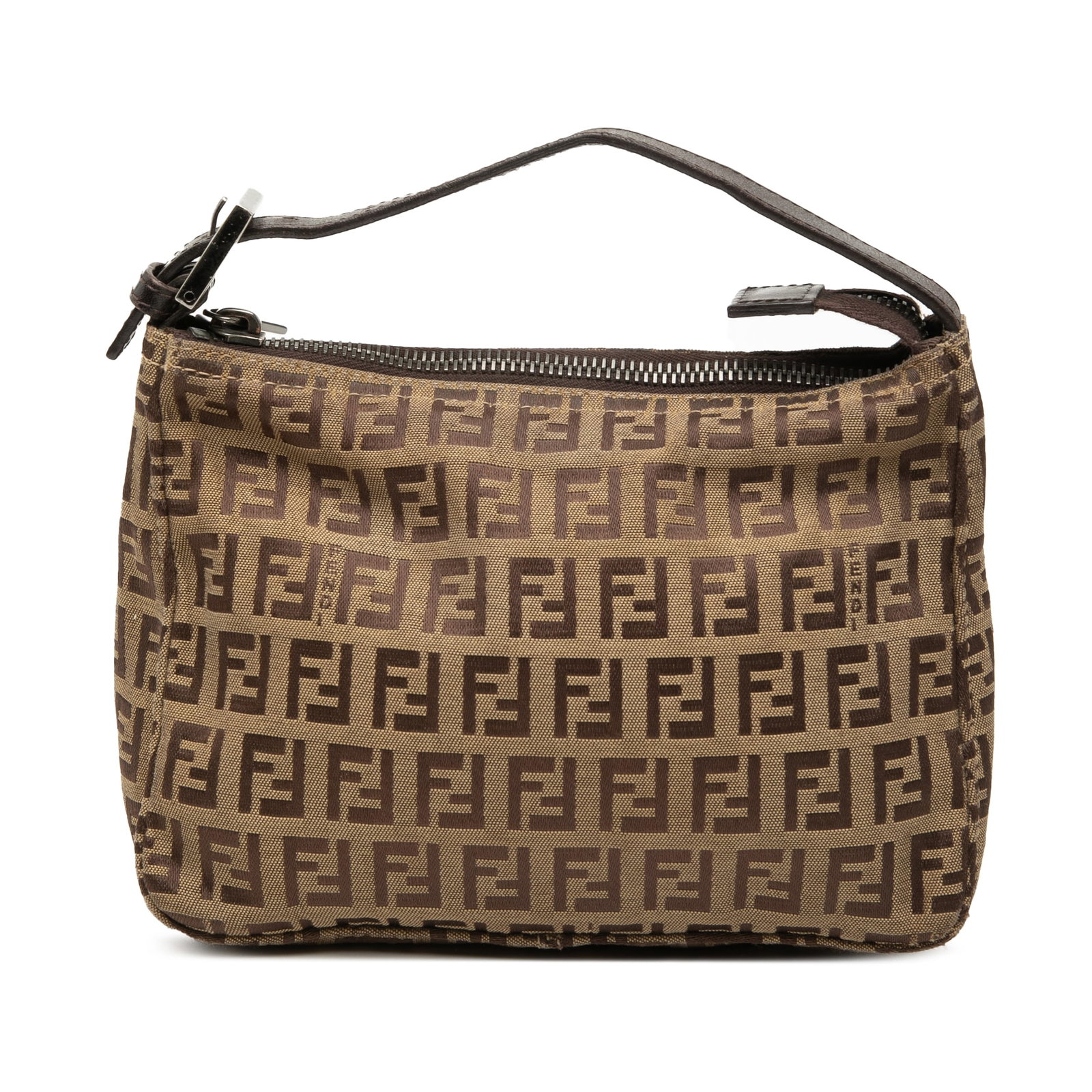 Fendi Zucchino brown canvas top zip handbag (1 of 7)