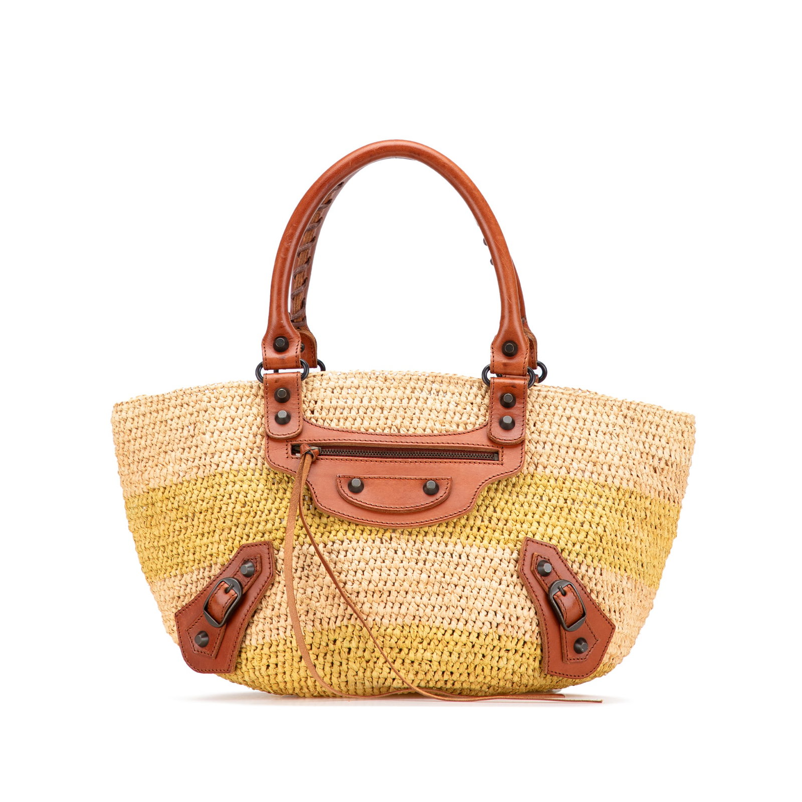 Balenciaga Raffia Motocross Classic Panier Tote Brown Italy (1 of 11)