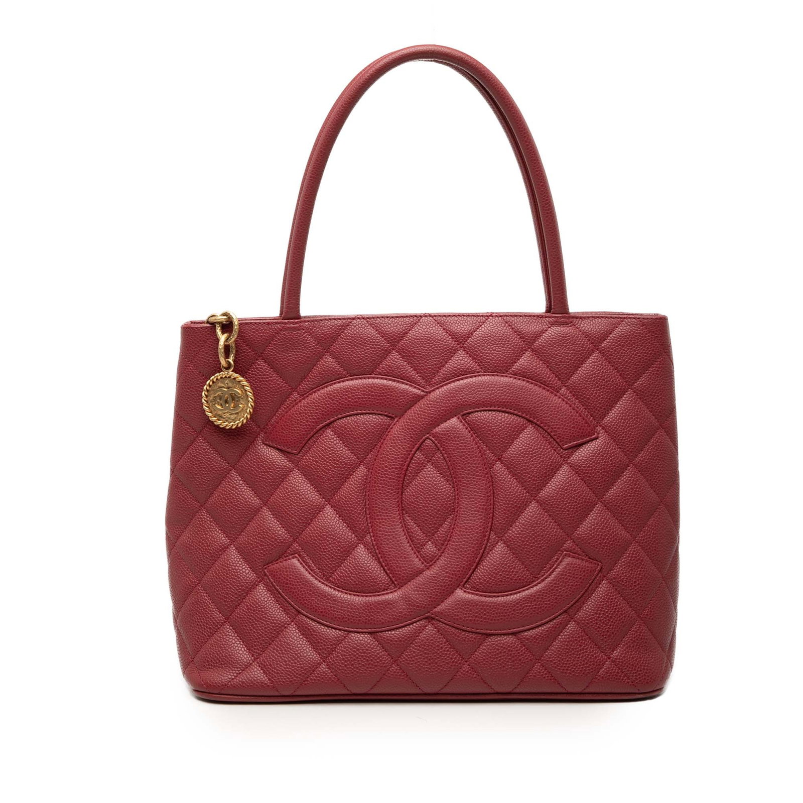 Chanel Red Caviar Leather Medallion Tote Bag (1 of 8)
