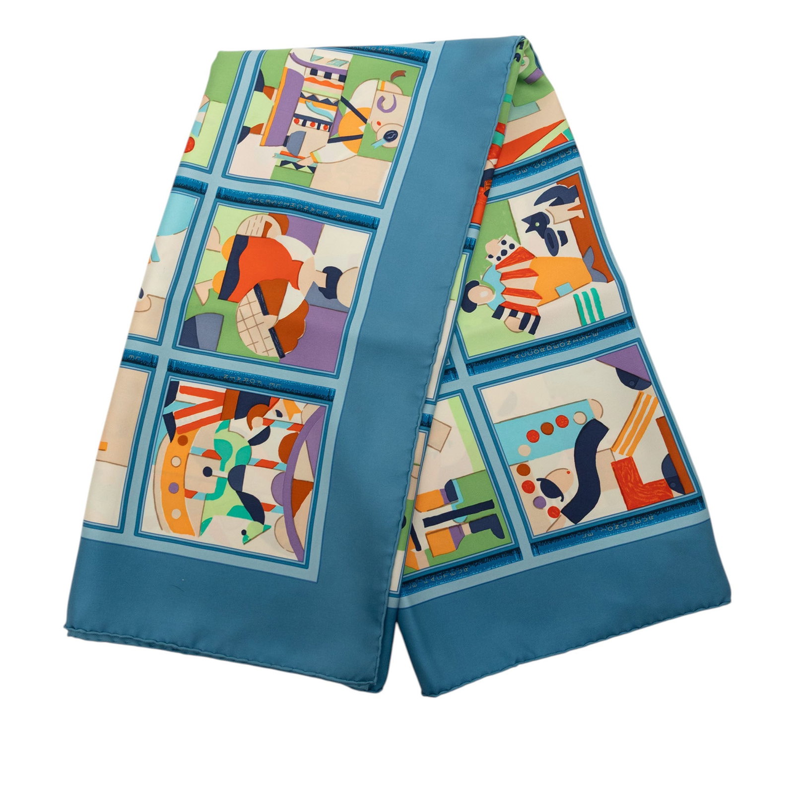 Hermes Blue 90cm Silk Scarf Les Petits Metiers De Paris (1 of 7)