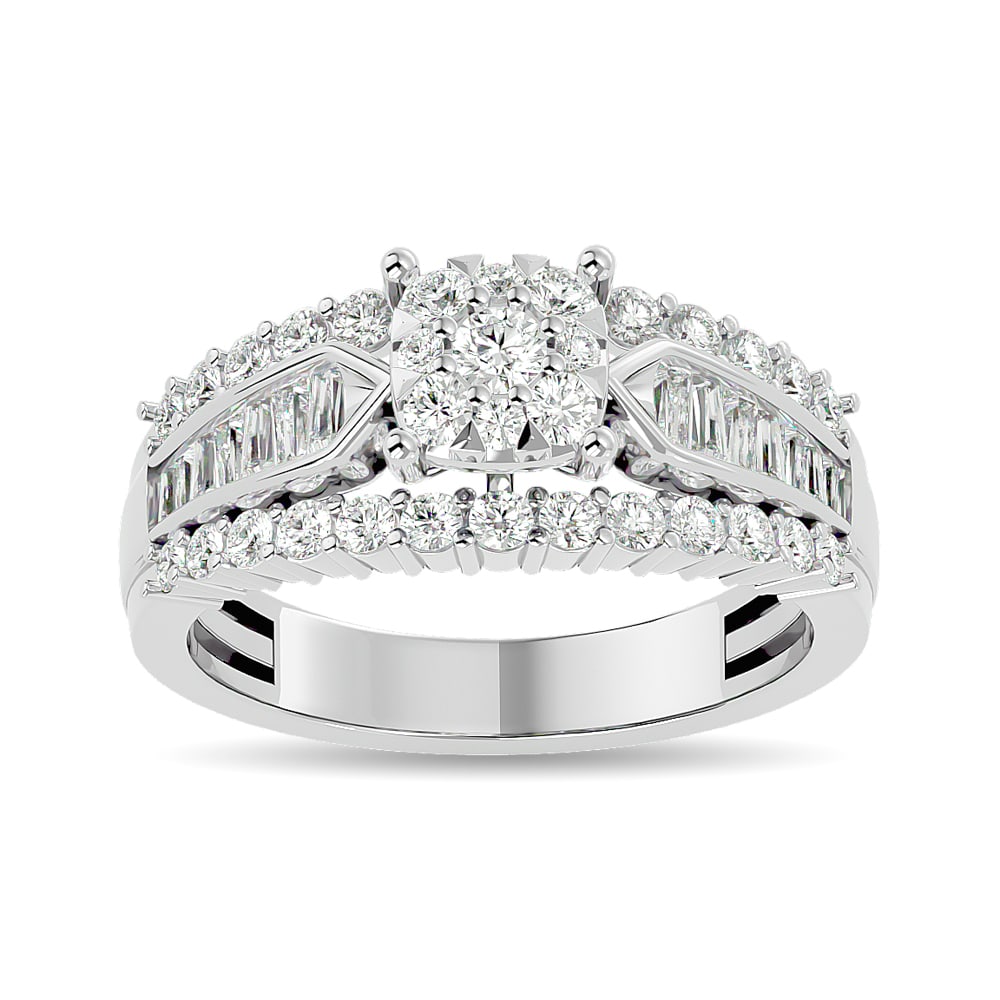 Diamond 1 Ct.tw Round Cut and Tapper Fashion Ring in 10K White Gold: Diamond 1 Ct.tw Round Cut and Tapper Fashion Ring in 10K White Gold 10k White Gold Stone Color: Gh Stone Clarity: Si2 Each ring is presented in standard size 6.5. Complimentary resizing is available b