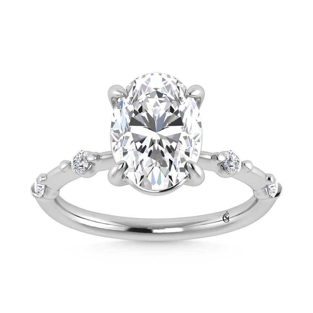 14K White Gold Lab Grown Diamond 3 1/6 Ct.Tw. Oval Shape Engagement Ring (IGI Certified Center 3ct) (1 of 4)