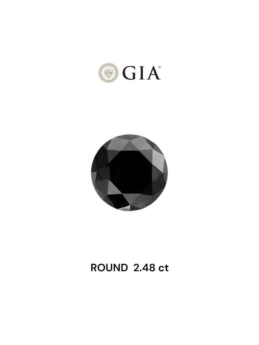 Loose Diamond - ROUND 2.48ct Fancy Black VVS2: Loose Diamond - ROUND 2.48ct Fancy Black VVS2 Source: Natural Shape: ROUND Carats: 2.48 Color: Fancy Black Certification: GIA Video: