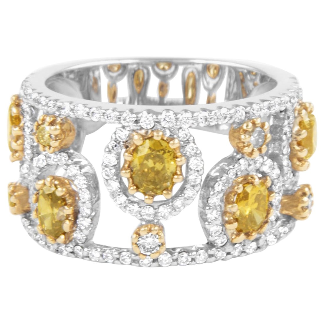 0.87ct Fancy Greenish Yellowish Brown Diamond Cluster Ring 18k Gold (1 of 5)