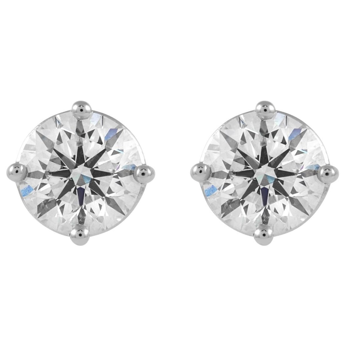 EGL Certified 2.53ct Diamond Earrings J VS2 in 14k White Gold: EGL Certified 2.53ct Diamond Earrings J VS2 in 14k White Gold Elevate your elegance with these stunning diamond stud earrings, featuring two exquisite EGL certified round brilliant diamonds with a