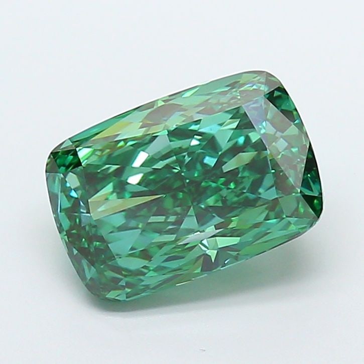 Loose Diamond - CUSHION MODIFIED 4.46ct Fancy Vivid Green VS1: Loose Diamond - CUSHION MODIFIED 4.46ct Fancy Vivid Green VS1 Source: This is a real non-mined Diamond that has been grown in a lab Shape: CUSHION MODIFIED Carats: 4.46 Color: Fancy Vivid Green Certif
