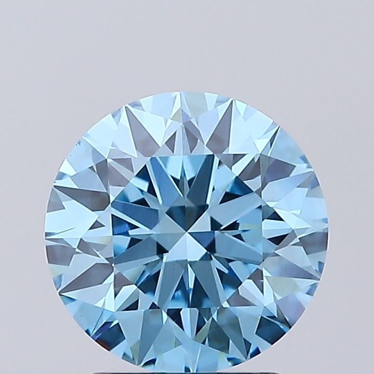 Ideal Loose Diamond - ROUND 2.13ct Fancy Vivid Blue VS1: Ideal Loose Diamond - ROUND 2.13ct Fancy Vivid Blue VS1 Source: This is a real non-mined Diamond that has been grown in a lab Shape: ROUND Carats: 2.13 Color: Fancy Vivid Blue Certification: IGI