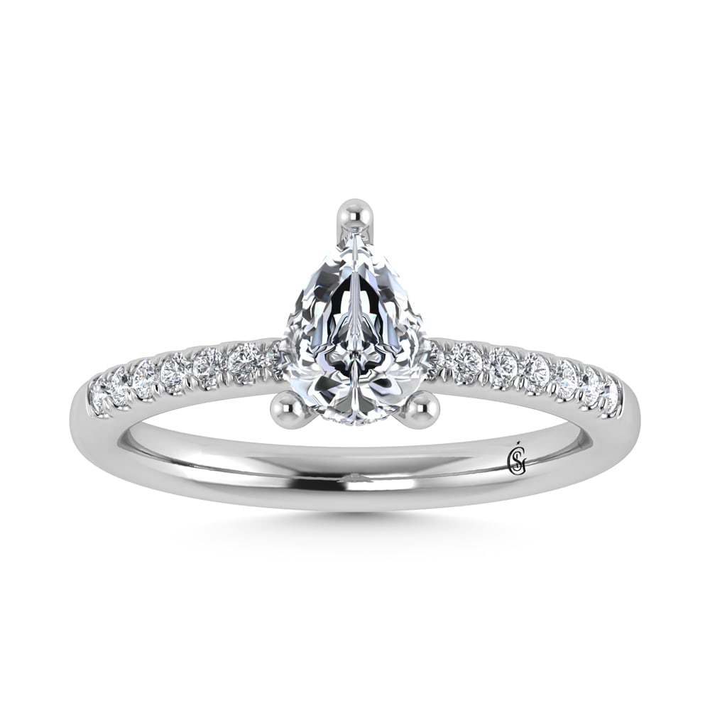 14K White Gold Lab Grown Diamond 1 1/5 Ct.Tw. IGI Certified Pear Shape Hidden Halo Engagement Ring: 14K White Gold Lab Grown Diamond 1 1/5 Ct.Tw. IGI Certified Pear Shape Hidden Halo Engagement Ring (IGI Certified Center 1ct) Discover subtle brilliance and modern elegance with our Hidden Halo