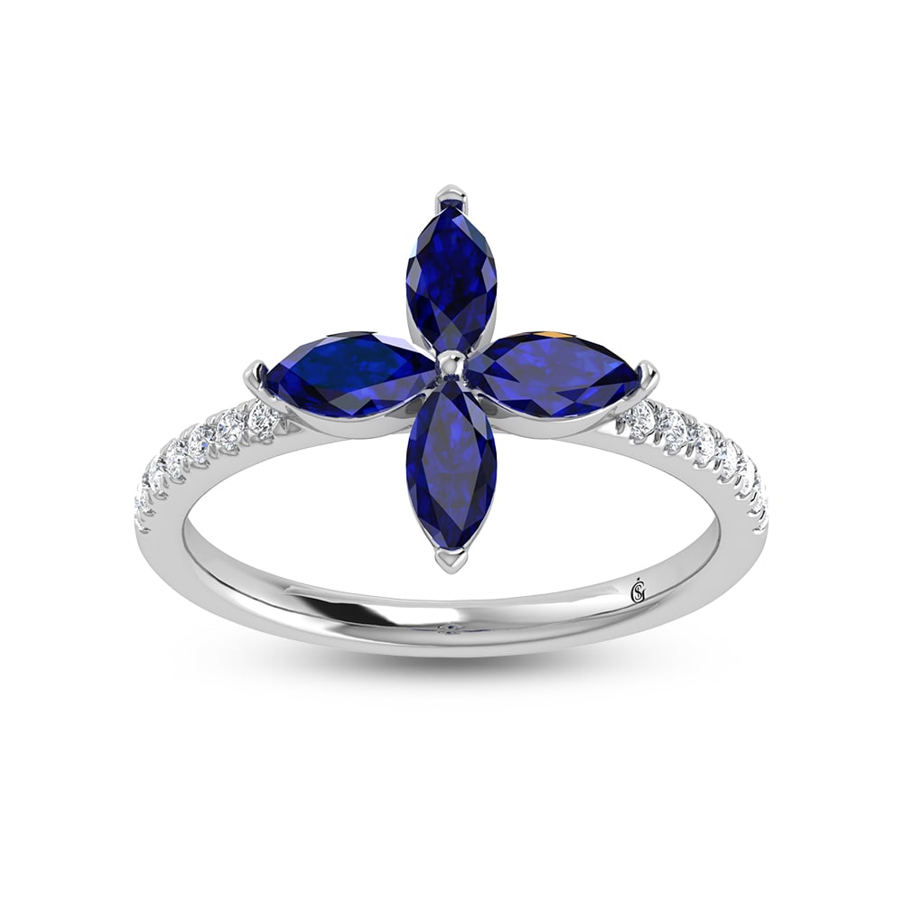 14K White Gold Diamond 1 1/3 Ct.Tw. & Blue Sapphire Fashion Ring: 14K White Gold Diamond 1 1/3 Ct.Tw. & Blue Sapphire Fashion Ring 14k White Gold Stone Color: G-h Stone Clarity: Si2 Each ring is presented in standard size 6.5. Complimentary resizing is available