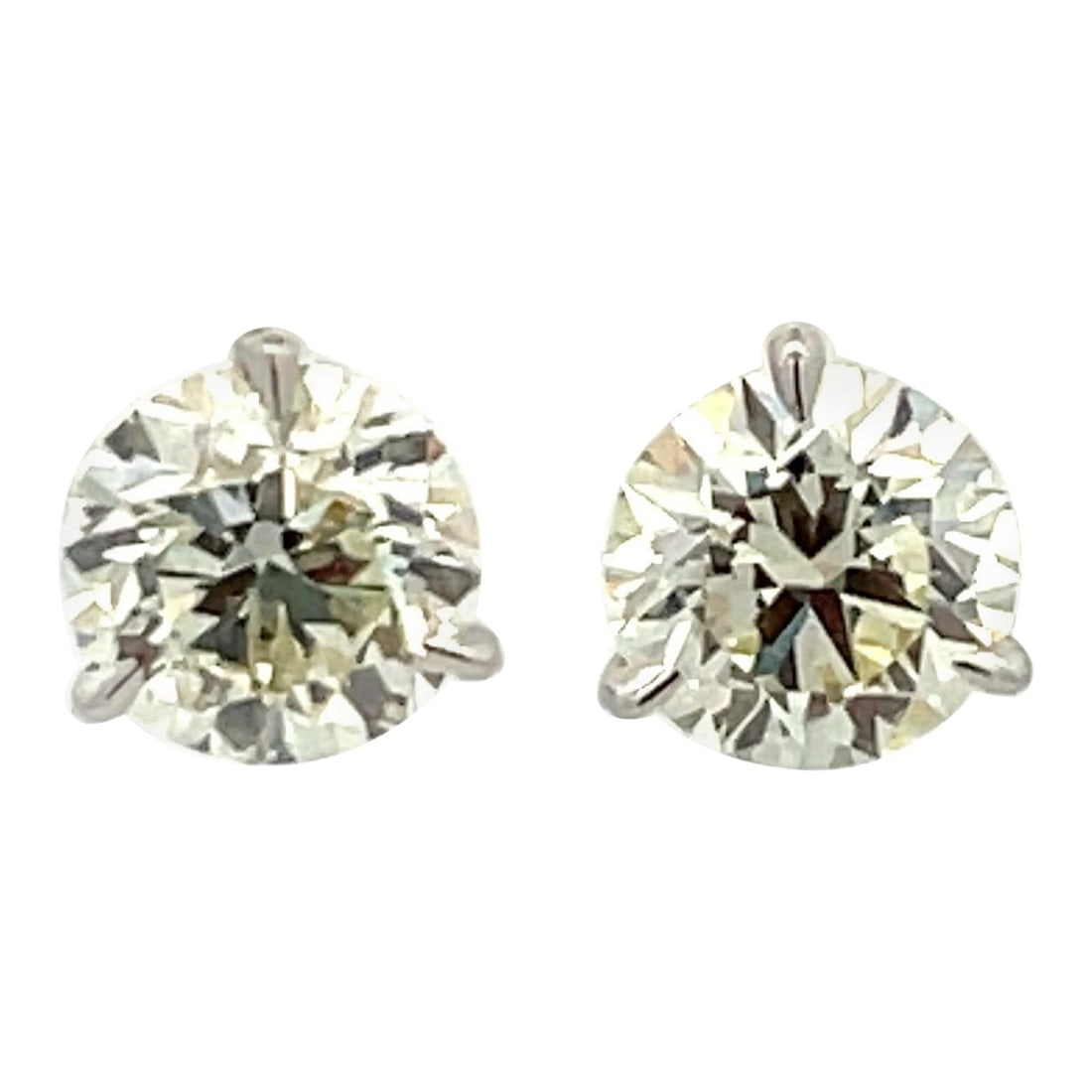 Harbor Diamonds 3.20ct Diamond Stud Earrings 18k White Gold Champagne Setting (1 of 7)