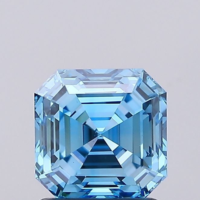 Loose Diamond - ASSCHER 1.24ct Fancy Vivid Blue VS1: Loose Diamond - ASSCHER 1.24ct Fancy Vivid Blue VS1 Source: This is a real non-mined Diamond that has been grown in a lab Shape: ASSCHER Carats: 1.24 Color: Fancy Vivid Blue Certification: IGI Video: