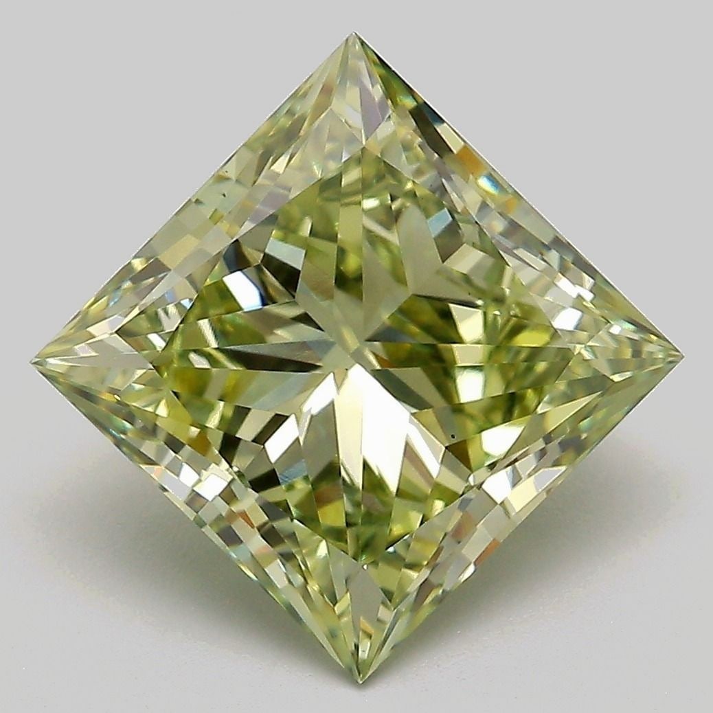 Loose Diamond - PRINCESS 5.02ct Fancy Vivid Green VS1: Loose Diamond - PRINCESS 5.02ct Fancy Vivid Green VS1 Source: This is a real non-mined Diamond that has been grown in a lab Shape: PRINCESS Carats: 5.02 Color: Fancy Vivid Green Certification: IGI