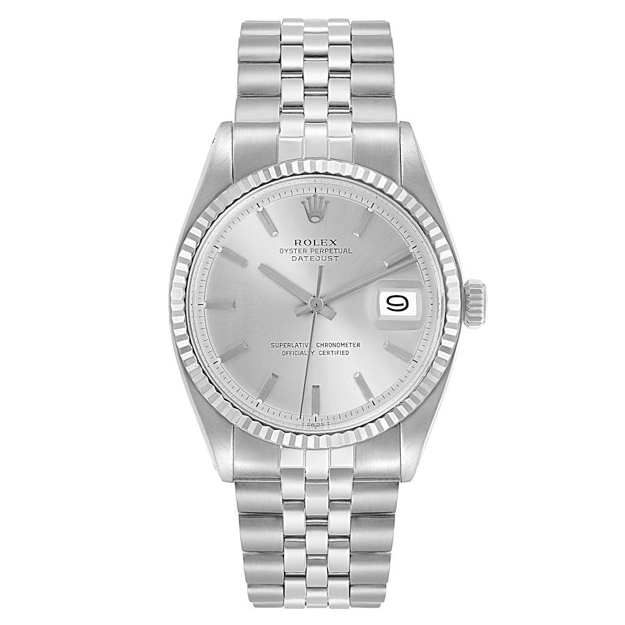 Rolex Datejust 1601 Silver Stick Dial Jubilee Bracelet Mens: Rolex Datejust 1601 Silver Stick Dial Jubilee Bracelet Mens This Rolex Datejust watch features a silver stick dial and is paired with a D-Link Jubilee bracelet. The fluted bezel adds a classic touch t
