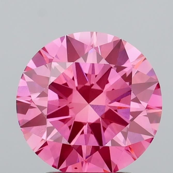 Loose Diamond - ROUND 2.5ct Fancy Vivid Pink VS1: Loose Diamond - ROUND 2.5ct Fancy Vivid Pink VS1 Source: This is a real non-mined Diamond that has been grown in a lab Shape: ROUND Carats: 2.5 Color: Fancy Vivid Pink Certification: IGI Video: Video