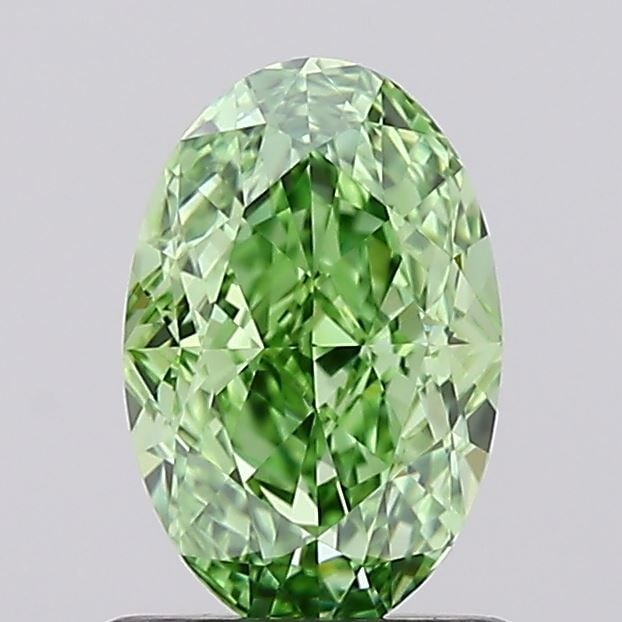 Loose Diamond - OVAL 1.03ct Fancy Vivid Green IF: Loose Diamond - OVAL 1.03ct Fancy Vivid Green IF Source: This is a real non-mined Diamond that has been grown in a lab Shape: OVAL Carats: 1.03 Color: Fancy Vivid Green Certification: IGI Video: