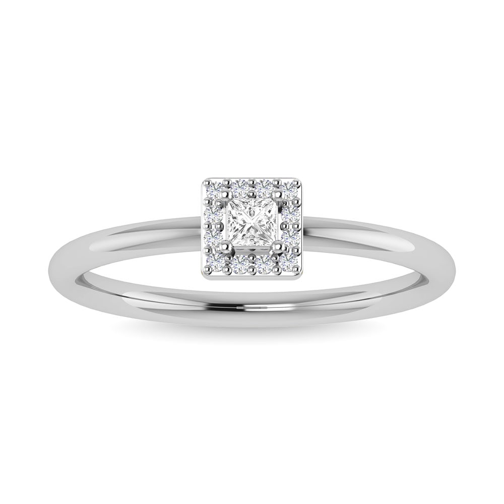 Diamond 1/6 Ct.Tw. Princess Promise Ring in 14K White Gold: Diamond 1/6 Ct.Tw. Princess Promise Ring in 14K White Gold 14k White Gold Stone Color: G-h Stone Clarity: I2 Each ring is presented in standard size 6.5. Complimentary resizing is available between