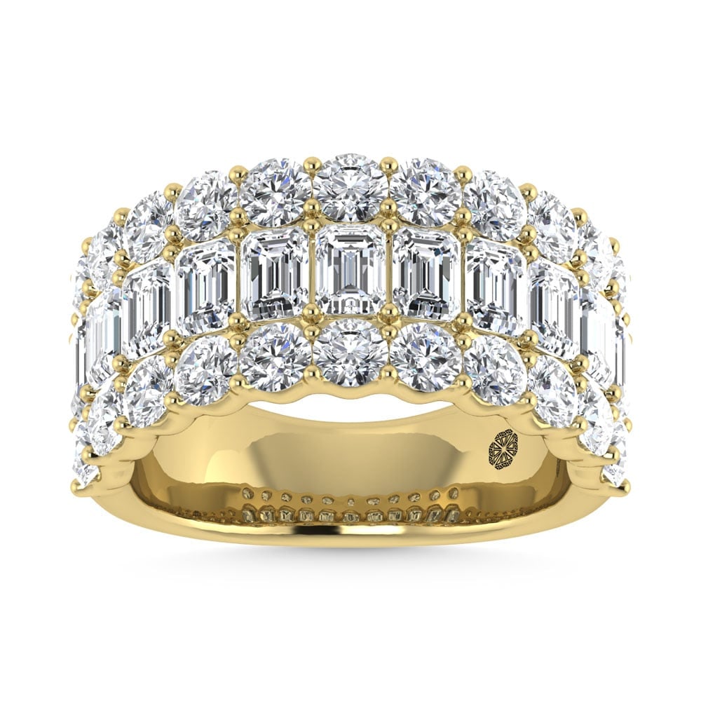 14K Yellow Gold 3 Ct.Tw. Lab Grown Diamond Round and Emerald Cut Fashion Band (1 of 4)