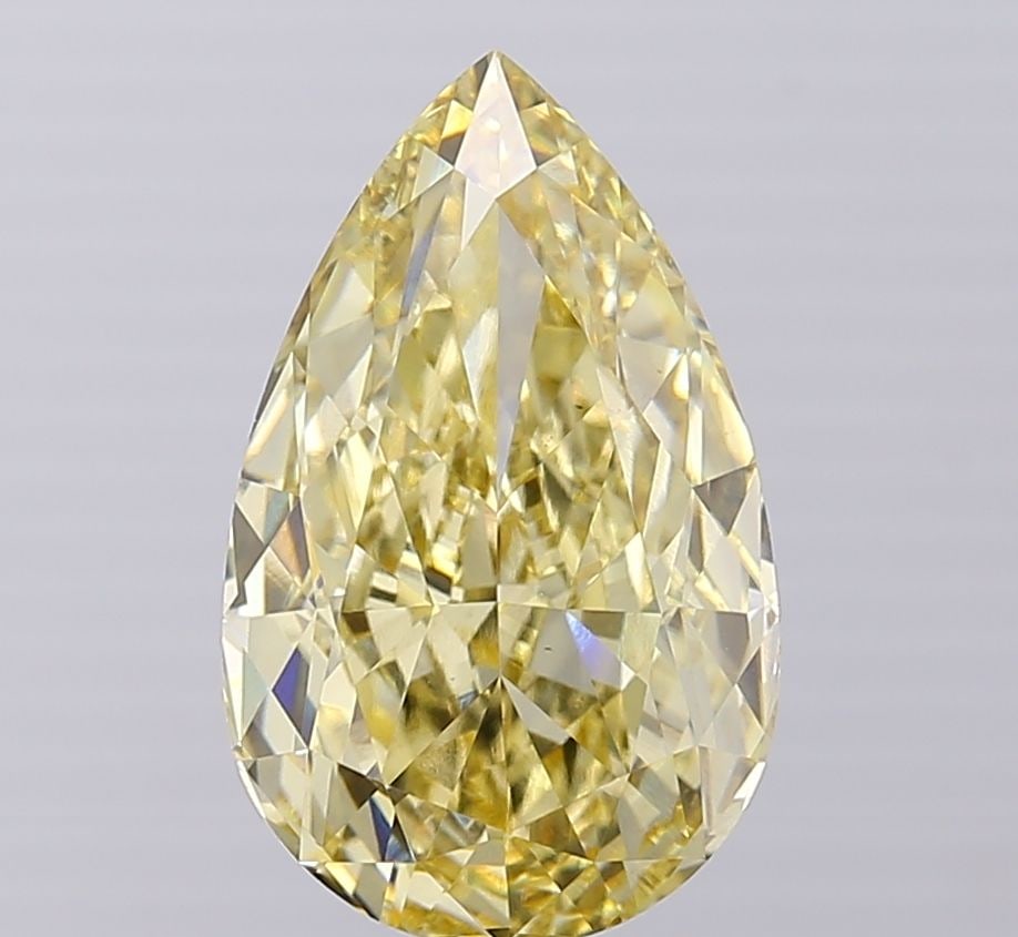 Loose Diamond - PEAR 5.04ct Fancy Intense Yellow VS1: Loose Diamond - PEAR 5.04ct Fancy Intense Yellow VS1 Source: This is a real non-mined Diamond that has been grown in a lab Shape: PEAR Carats: 5.04 Color: Fancy Intense Yellow Certification: IGI Video