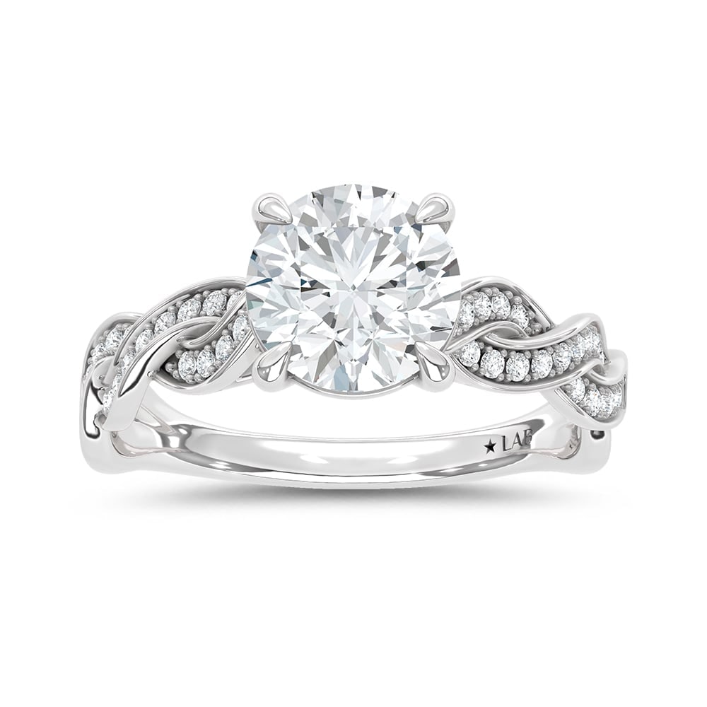 14K White Gold Lab Grown Diamond 2 1/5 Ct.Tw. Round Shape Twisted Shank Engagement Ring (Center 2 (1 of 4)
