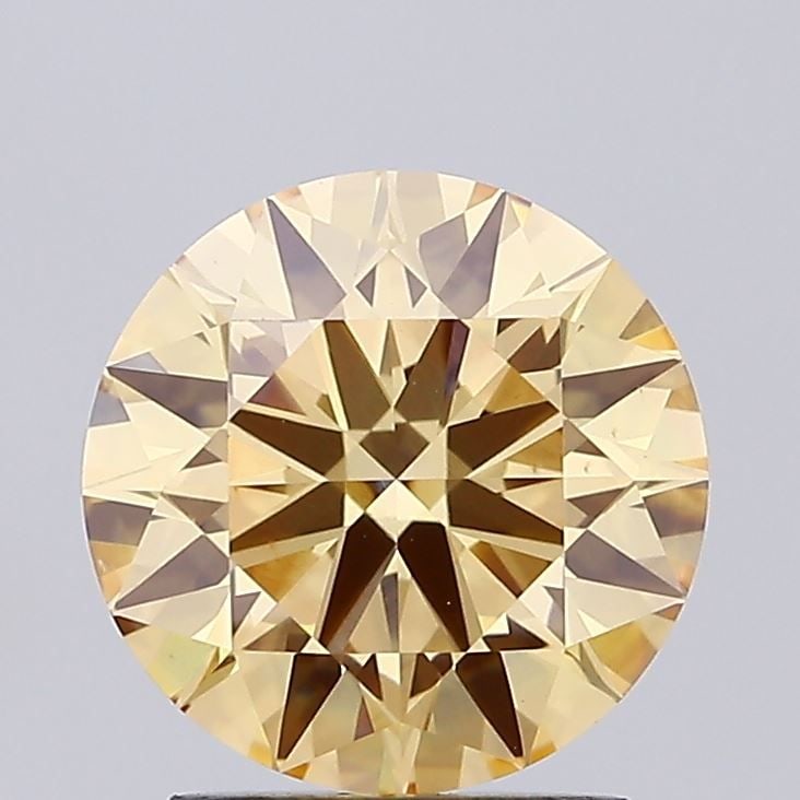 Ideal Loose Diamond - ROUND 2.06ct Fancy Intense Brownish Yellow VS1: Ideal Loose Diamond - ROUND 2.06ct Fancy Intense Brownish Yellow VS1 Source: This is a real non-mined Diamond that has been grown in a lab Shape: ROUND Carats: 2.06 Color: Fancy Intense Brownish