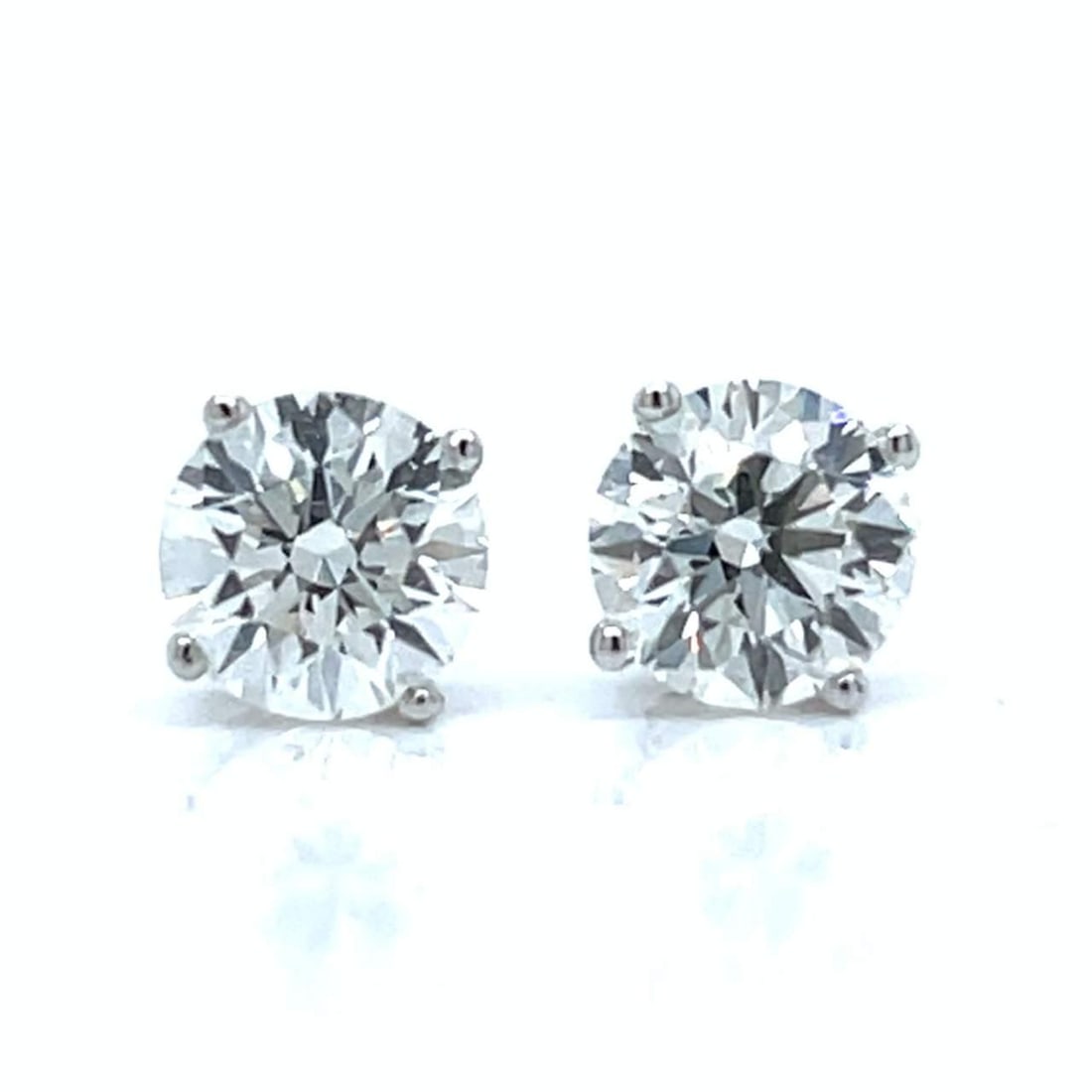14K White Gold GIA Certified 2.06 Ct Diamond Stud Earrings (1 of 4)
