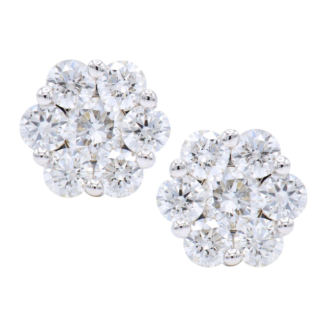 Harbor Diamonds 1.04ct Diamond Cluster Flower Stud Earrings in 14K White Gold (1 of 18)