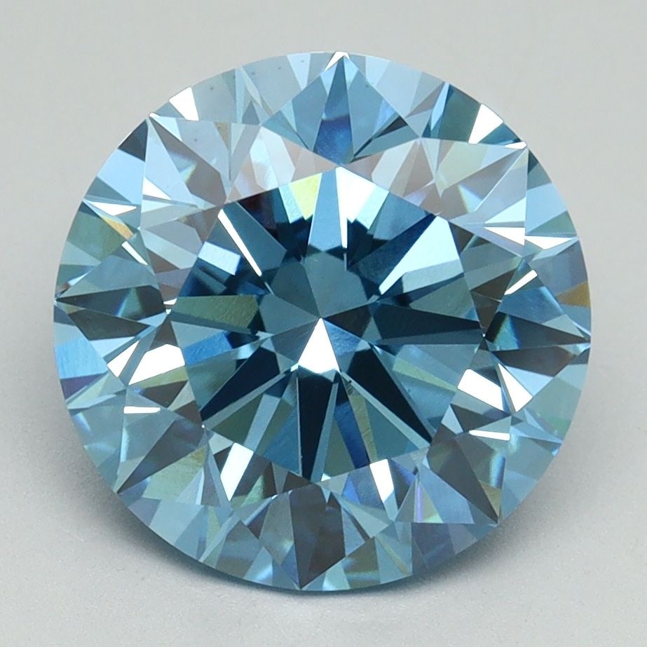 Ideal Loose Diamond - ROUND 4.1ct Fancy Vivid Blue VS1: Ideal Loose Diamond - ROUND 4.1ct Fancy Vivid Blue VS1 Source: This is a real non-mined Diamond that has been grown in a lab Shape: ROUND Carats: 4.1 Color: Fancy Vivid Blue Certification: IGI Video: