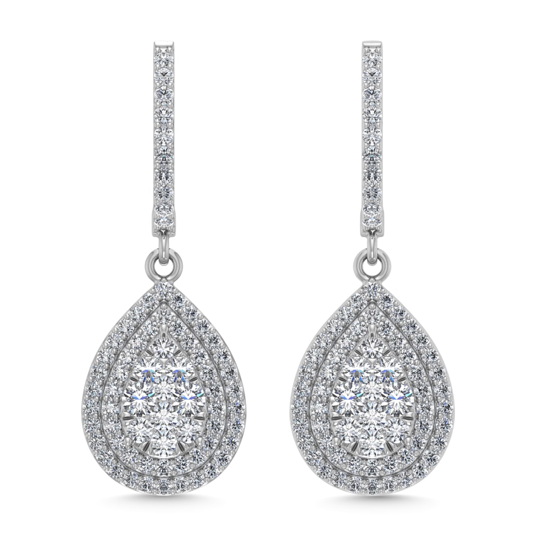 Diamond 1 Ct.Tw. Dangler Earrings in 14K White Gold: Diamond 1 Ct.Tw. Dangler Earrings in 14K White Gold 14k White Gold Stone Color: G-h Stone Clarity: I1 This item may take 2-5 weeks for shipping. PLEASE NOTE: Framed, Large, or heavy items do not have 