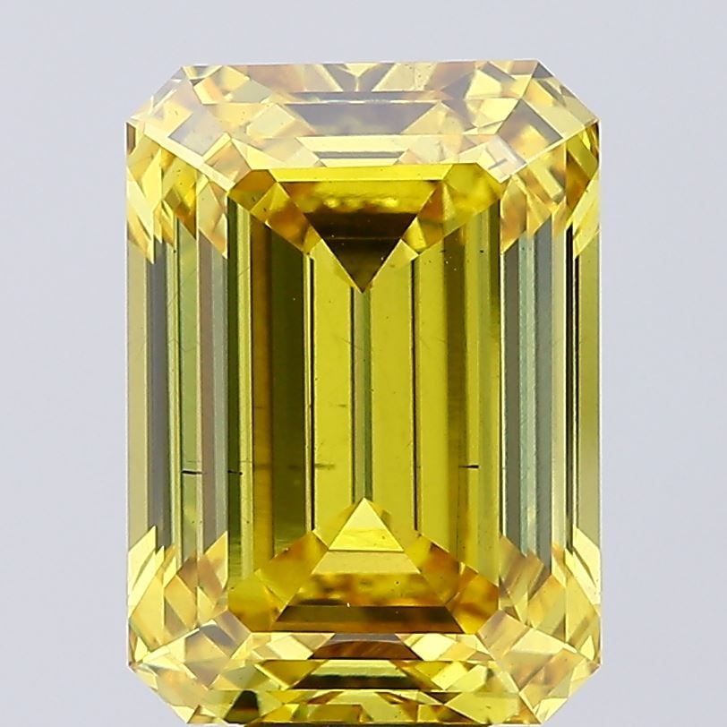 Loose Diamond - EMERALD 10.4ct Fancy Vivid Yellow VS2: Loose Diamond - EMERALD 10.4ct Fancy Vivid Yellow VS2 Source: This is a real non-mined Diamond that has been grown in a lab Shape: EMERALD Carats: 10.4 Color: Fancy Vivid Yellow Certification: NONE
