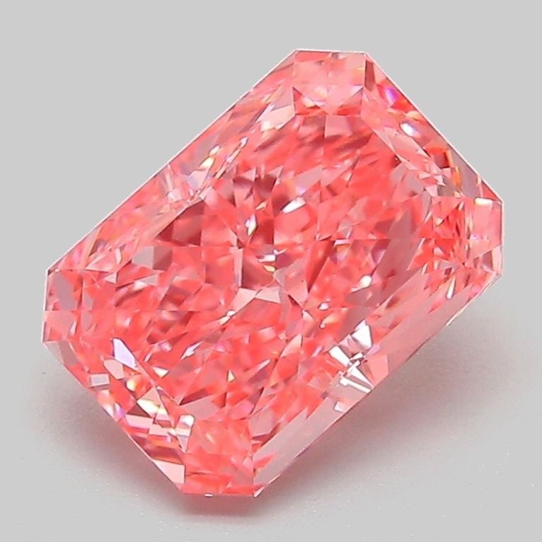 Loose Diamond - RADIANT 2.1ct Fancy Vivid Pink VS1: Loose Diamond - RADIANT 2.1ct Fancy Vivid Pink VS1 Source: This is a real non-mined Diamond that has been grown in a lab Shape: RADIANT Carats: 2.1 Color: Fancy Vivid Pink Certification: IGI Video: