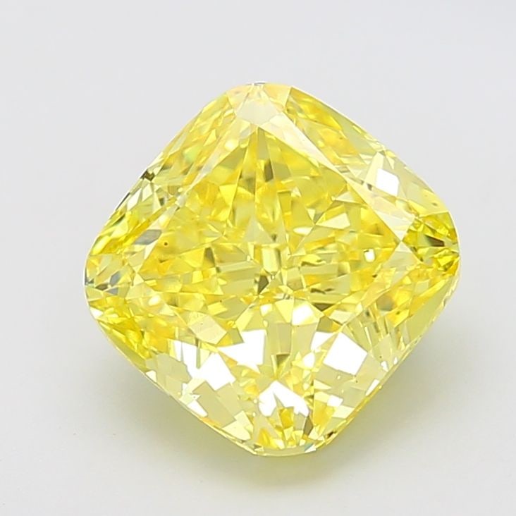 Loose Diamond - CUSHION MODIFIED 5.04ct Fancy Vivid Yellow VS2: Loose Diamond - CUSHION MODIFIED 5.04ct Fancy Vivid Yellow VS2 Source: This is a real non-mined Diamond that has been grown in a lab Shape: CUSHION MODIFIED Carats: 5.04 Color: Fancy Vivid Yellow
