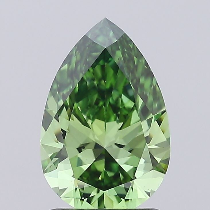 Loose Diamond - PEAR 1.5ct Fancy Vivid Green VS1: Loose Diamond - PEAR 1.5ct Fancy Vivid Green VS1 Source: This is a real non-mined Diamond that has been grown in a lab Shape: PEAR Carats: 1.5 Color: Fancy Vivid Green Certification: IGI Video: Video