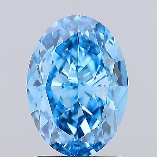 Loose Diamond - OVAL 2.01ct Fancy Vivid Blue VS2: Loose Diamond - OVAL 2.01ct Fancy Vivid Blue VS2 Source: This is a real non-mined Diamond that has been grown in a lab Shape: OVAL Carats: 2.01 Color: Fancy Vivid Blue Certification: IGI PLEASE NOTE: