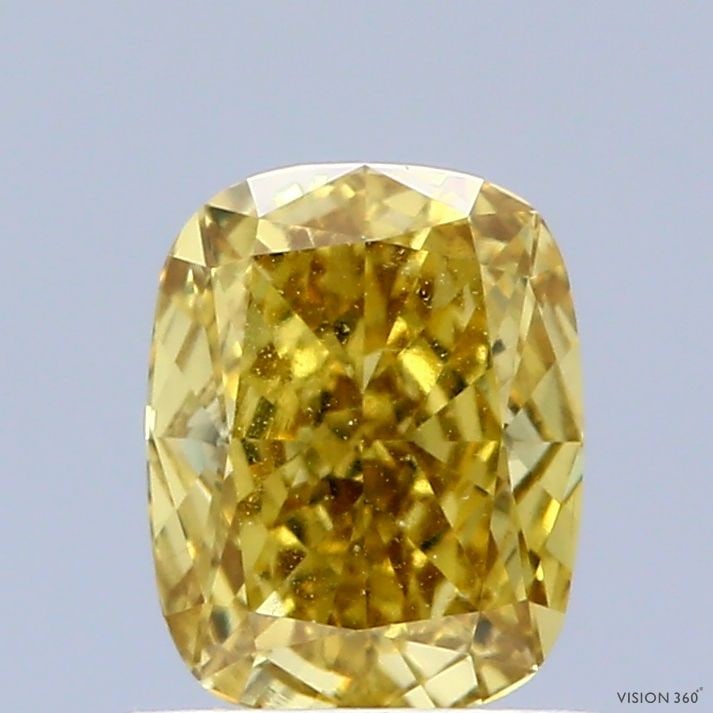 Loose Diamond - CUSHION MODIFIED 0.95ct Fancy Vivid Yellow VS1: Loose Diamond - CUSHION MODIFIED 0.95ct Fancy Vivid Yellow VS1 Source: This is a real non-mined Diamond that has been grown in a lab Shape: CUSHION MODIFIED Carats: 0.95 Color: Fancy Vivid Yellow
