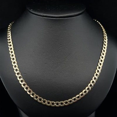 14k Yellow Gold Cuban Link Diamond Cut Chain Necklace 22 Inch 4.5mm (1 of 7)