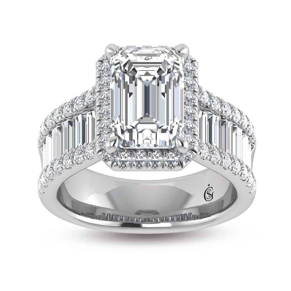 14K White Gold Lab Grown Diamond 4 5/8 Ct.Tw. Engagement Ring (IGI Certified Center 3ct) (1 of 4)