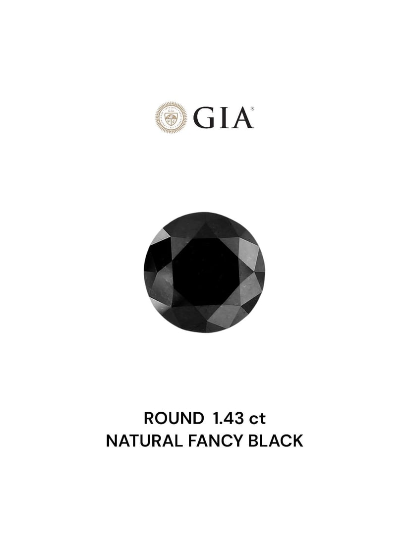 Loose Diamond - ROUND 1.43ct Fancy Black VVS2: Loose Diamond - ROUND 1.43ct Fancy Black VVS2 Source: Natural Shape: ROUND Carats: 1.43 Color: Fancy Black Certification: GIA Video: