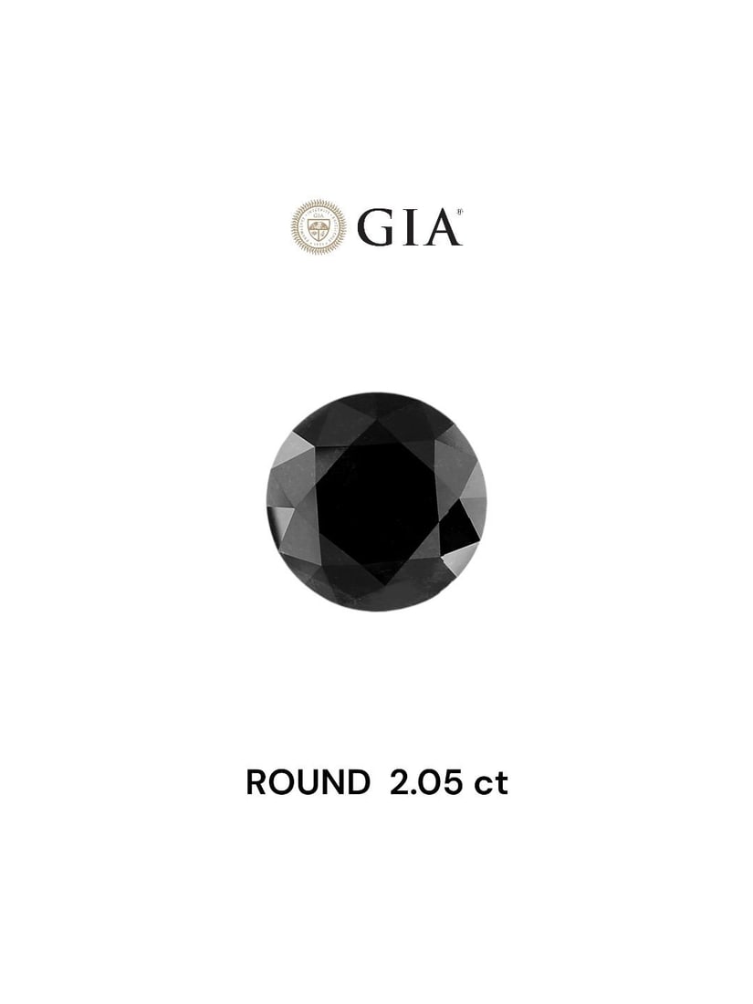 Loose Diamond - ROUND 2.05ct Fancy Black VVS2: Loose Diamond - ROUND 2.05ct Fancy Black VVS2 Source: Natural Shape: ROUND Carats: 2.05 Color: Fancy Black Certification: GIA Video: